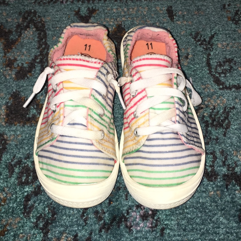 Multi colored stripe shoes